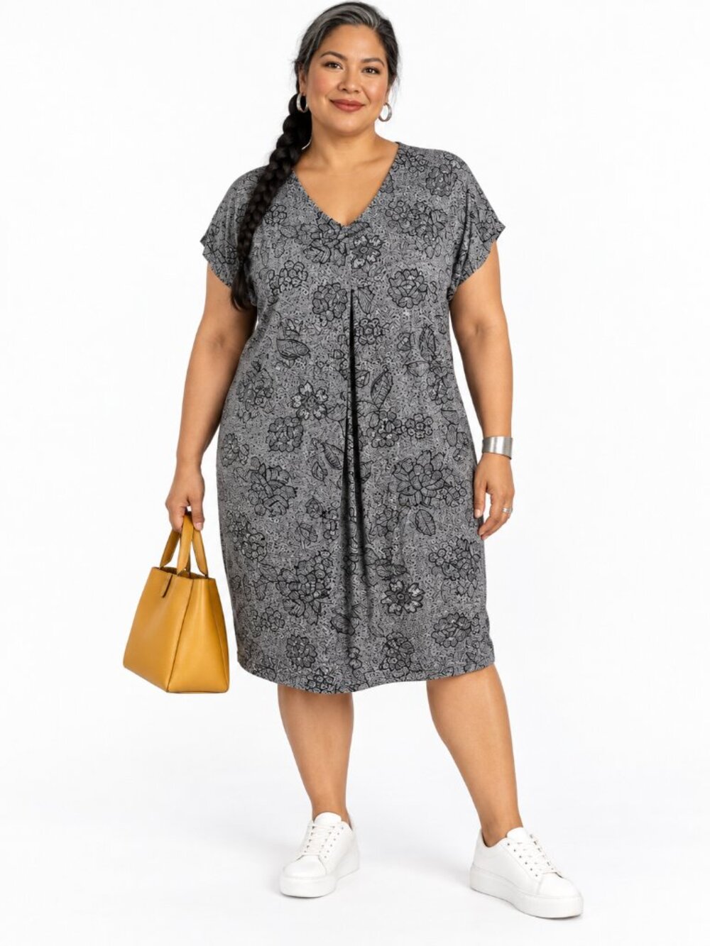J.Jill Wearever Floral Shift Dress Size XL Black Casual Work Travel
